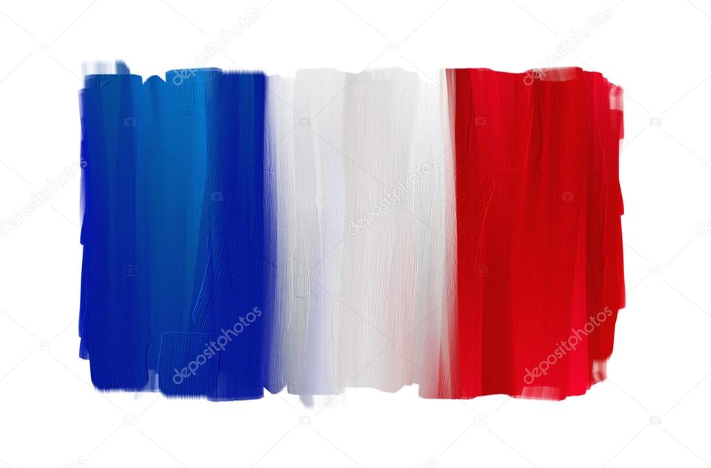 France hand painted national flag isolated on white