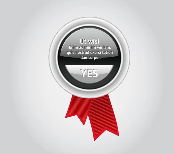 光泽的黑色矢量徽章用灰色按钮和两个红丝带标记 — 图库矢量图片
