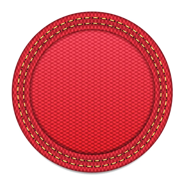 Red fabric round badge — Stock Vector