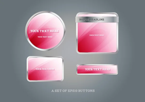 Set of glossy pink vector badges and buttons — Stock Vector