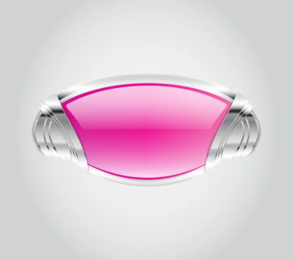 Abzeichen aus rosa Kristall - Knopf mit metallischer Dekoration — Stockvektor