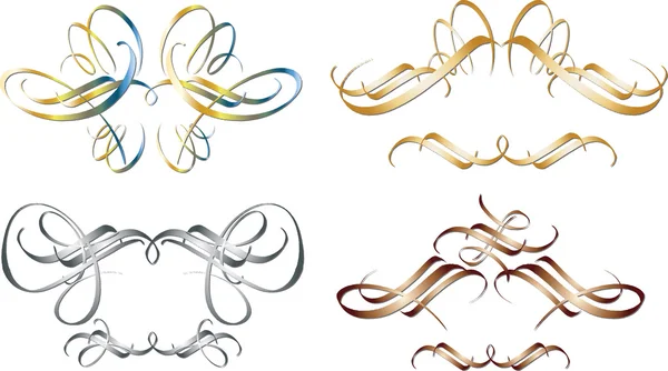 Elementos caligráficos vectoriales metálicos — Vector de stock