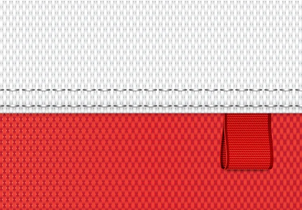 Vektor tyg textil bakgrund med rött band — Stock vektor