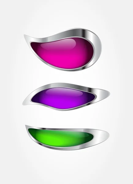 Vektor glas knappar med metallisk kant — Stock vektor