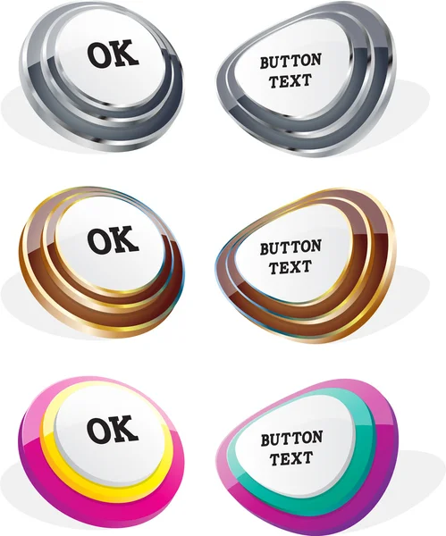 Vector 3D multiple layer plastic buttons with metallic details — Stock Vector