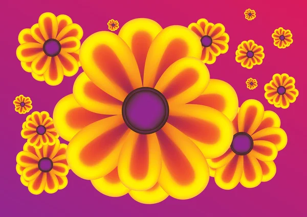 Vector flores amarillas sobre fondo púrpura — Archivo Imágenes Vectoriales