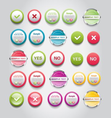 vektör kümesi yuvarlak düğmeleri, rozetler ve afiş