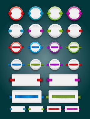 vektör beyaz plastik afişler - rozetleri şeritler boş topluluğu