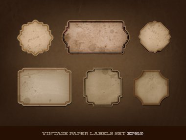 vektör vintage boş eski kağıt etiket koleksiyonu