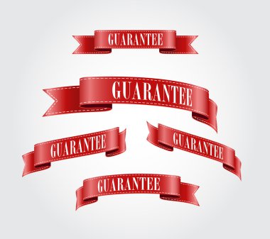 Red glossy silky ribbon Guarantee tags collection