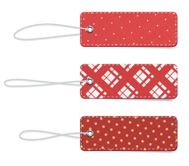 rozetleri kayışları ile dokulu kırmızı vektör tartan ve noktalı kumaş