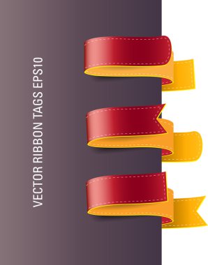 Kırmızı - Sarı parlak vektör şerit koleksiyonu Etiketler