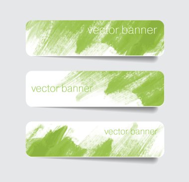 yeşil arka kağıt - Etiketler - rozetleri ile el boyalı fırça darbeleri arka plan afiş.