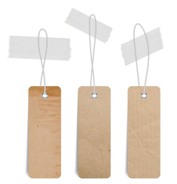 yapışkan bant ile bağlı kayışları ile karton etiketler vektör