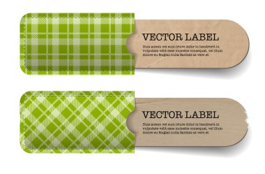 tasarlamak vektör vintage eski kağıt Etiketler yeşil tartan dokulu cepli