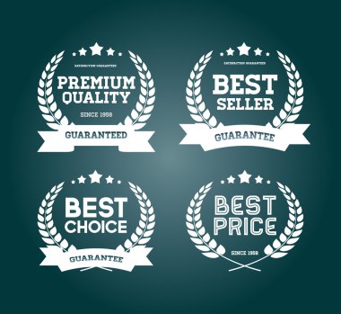 dört beyaz vektör vintage rozetleri koleksiyonu