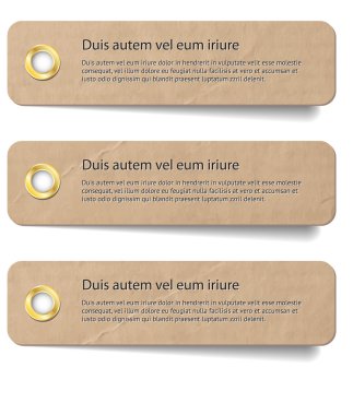 -Etiketler - afiş metalik delikleri ile üç vintage eski kağıt Etiketler