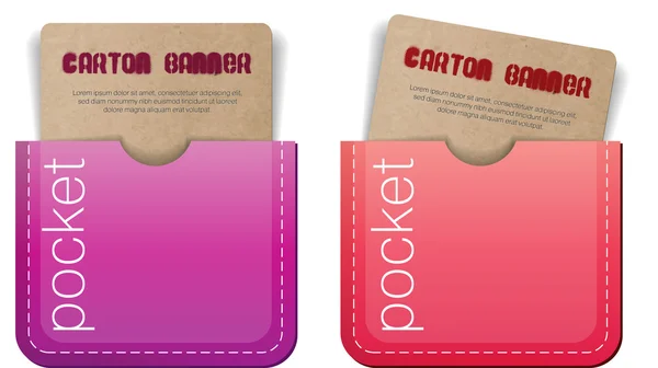 Kaarten in zakken. vector banners met karton - oud papier textuur — Stockvector