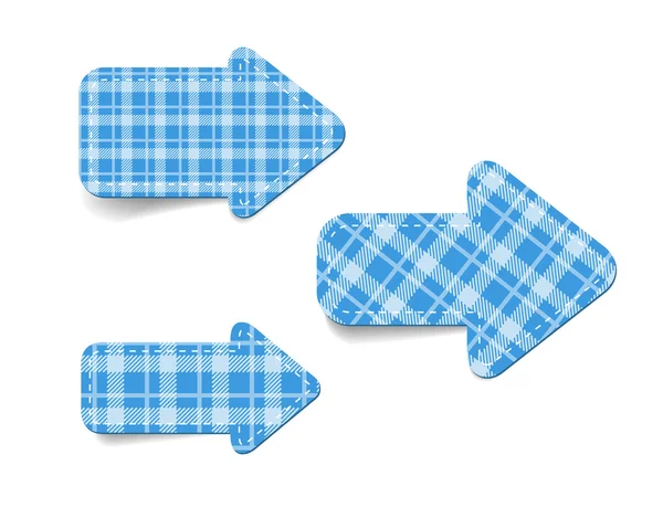 Flèches texturées en tissu tartan vectoriel bleu — Image vectorielle