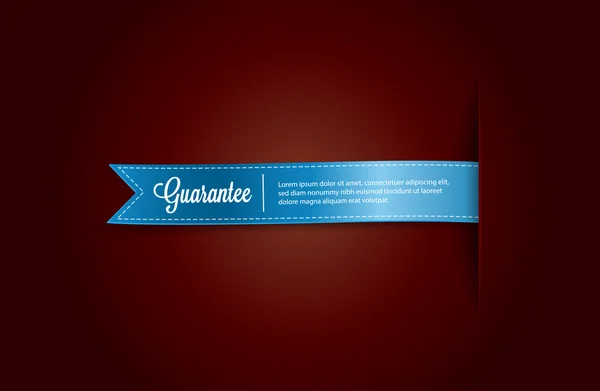 Blue vector silky ribbon banner - tag "Guarantee" — Stock Vector