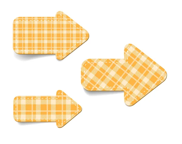 Yellow vector tartan fabric textured arrows — Stock Vector