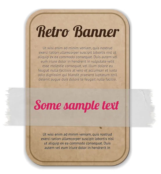 Vector kartonnen etiket - badge - banner bevestigd met een plakband — Stockvector