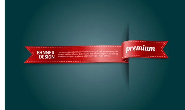 Banner de cinta sedosa vector rojo - etiqueta "Premium " — Vector de stock