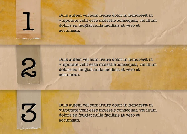 Vector een twee drie stappen banners gemaakt van een oude vintage papier — Stockvector