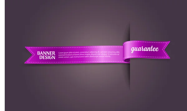 Purple vector silky ribbon banner - tag "Guarantee" — Stock Vector