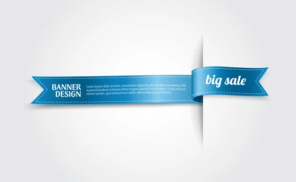 Banner de fita sedosa vetorial azul - tag "Big Sale " — Vetor de Stock