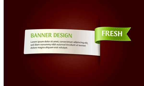 Vector banner met groene zijdeachtige lint tag "fresh" — Stockvector