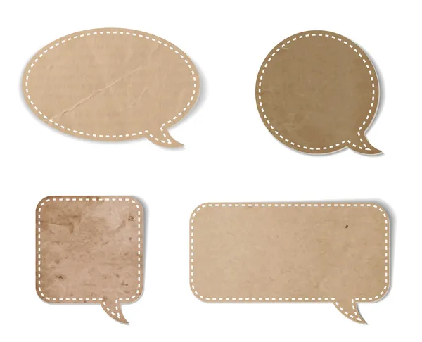 A set of abstract vintage old paper speech bubbles — Stock Vector