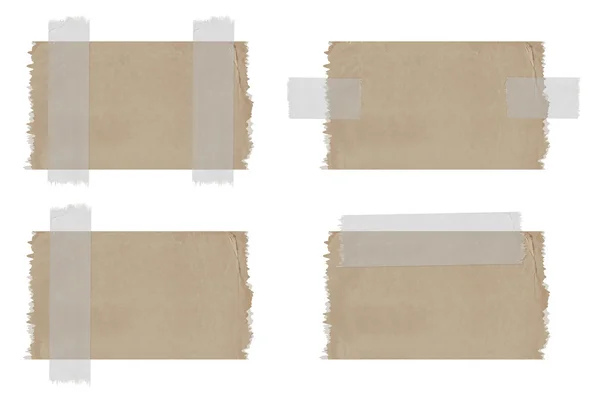Etiquetas de cartão rasgadas por vetor ligadas com uma fita adesiva — Vetor de Stock