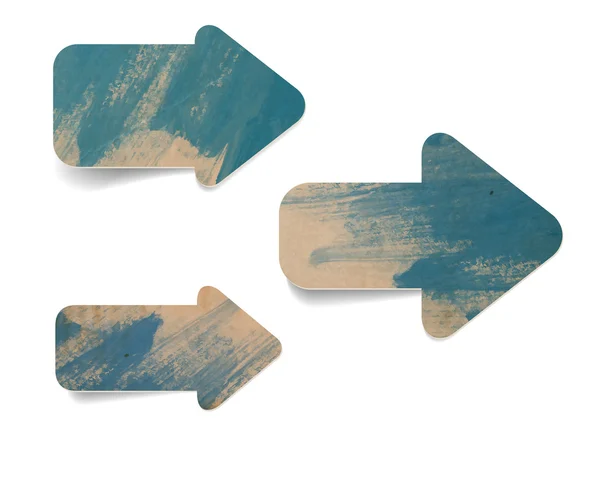 Коллекция голубых векторных бумажных текстурированных стрелок с акварелью — стоковый вектор