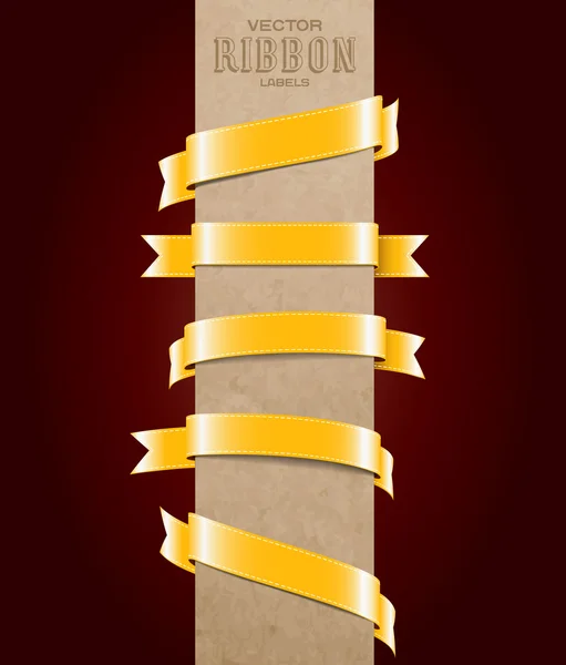 Коллекция жёлтых векторных шёлковых лент — стоковый вектор