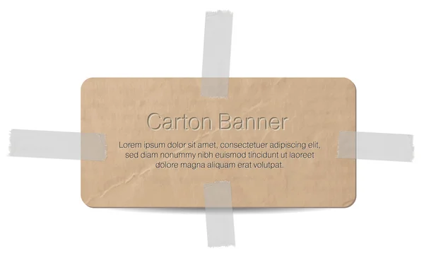 Etichetta in cartone vettoriale - banner attaccato con un nastro adesivo — Vettoriale Stock