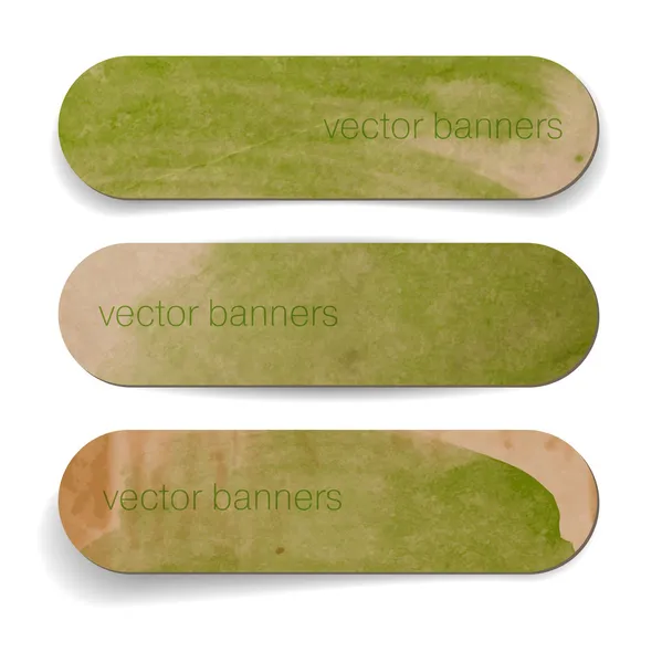 Green abstract vintage old paper banners — Stock Vector