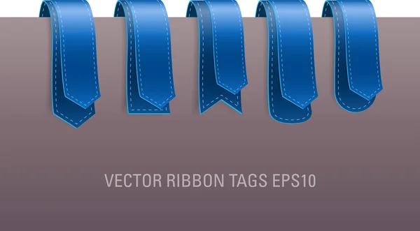 PrintUm conjunto de etiquetas de fita coloridas modernas vetoriais, duas camadas de azul — Vetor de Stock