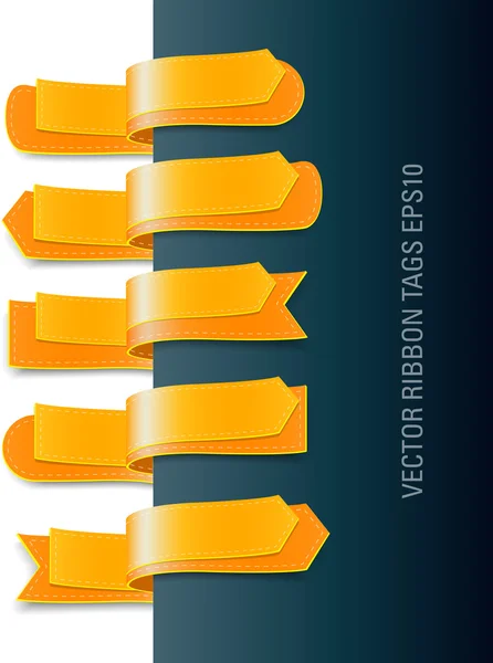 Egy sor vektor modern színes szalag címkék, két rétegű sárga — Stock Vector