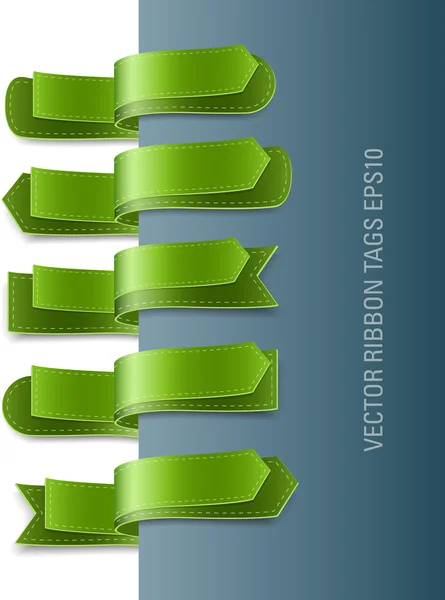 Een set van vector moderne kleurrijke lint tags, twee lagen groen — Stockvector