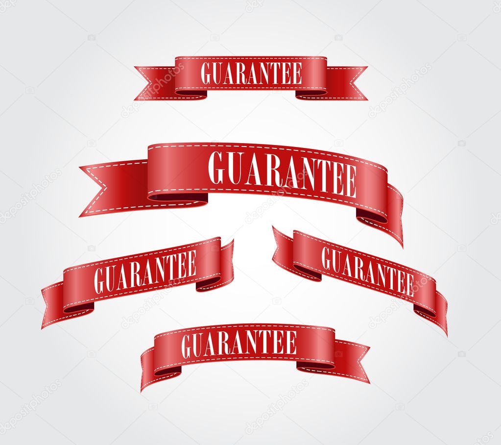Red glossy silky ribbon Guarantee tags collection