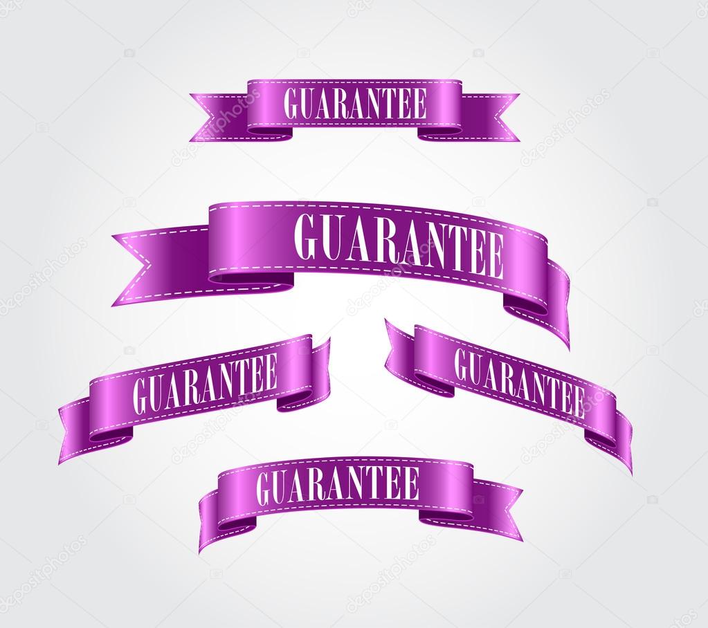 Purple glossy silky ribbon Guarantee tags collection