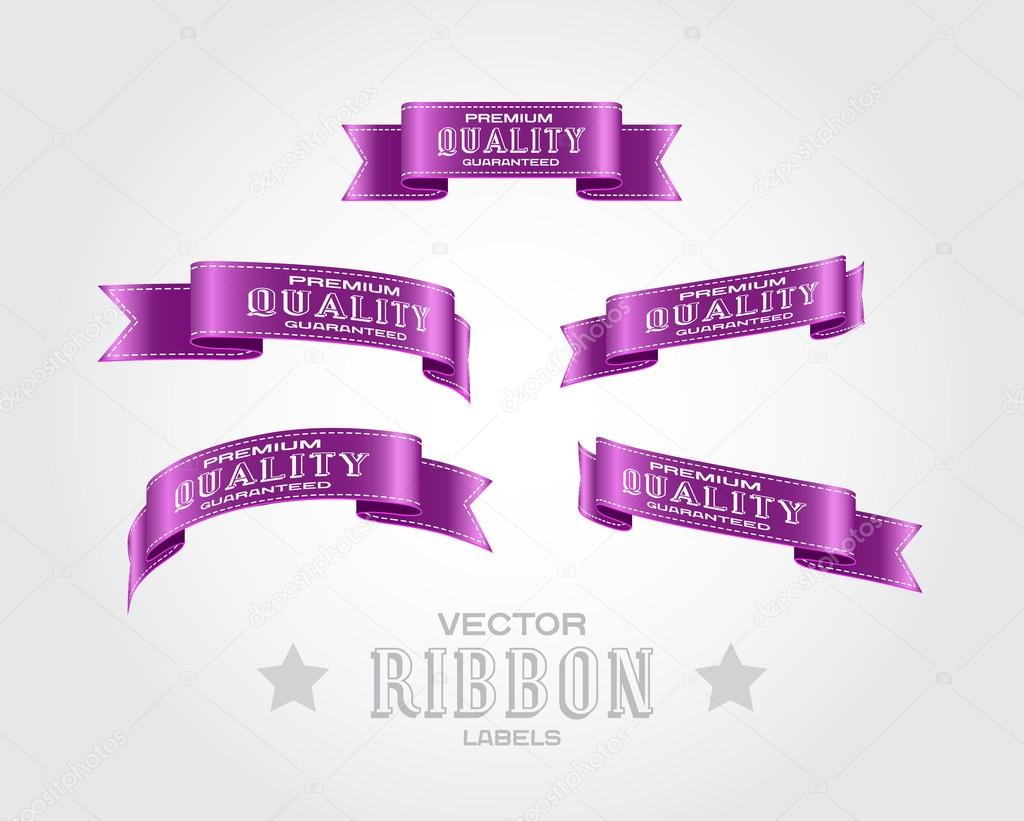 A set of red vector silky ribbon tags 