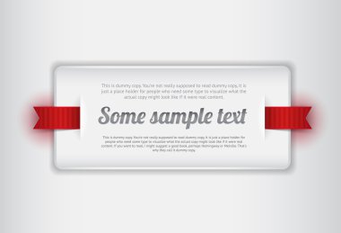 Beyaz vektör plastik rozet - kırmızı kurdele ile banner