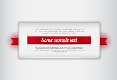 Beyaz vektör plastik rozet - kırmızı kurdele ile banner