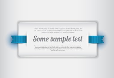 Beyaz vektör plastik rozet - mavi kurdele ile banner