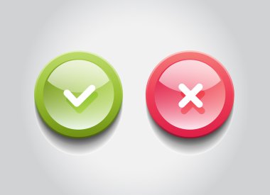 Tamam ve iptal etmek vektör yuvarlak parlak web düğmeleri