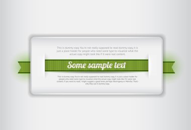 Beyaz vektör plastik rozet - yeşil kurdele ile banner