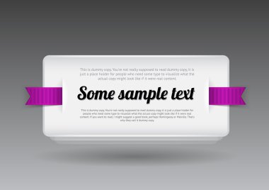 Beyaz vektör plastik rozet - mor kurdele ile banner