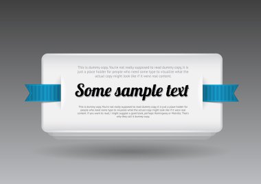 Beyaz vektör plastik rozet - mavi kurdele ile banner